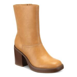 SUN STONE Womens Beige Denverrp Square Toe Block Heel Zip-Up Heeled Boots 10 M